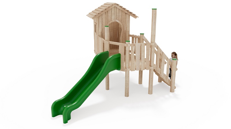 Stelzenhaus mit Veranda für Rutsche