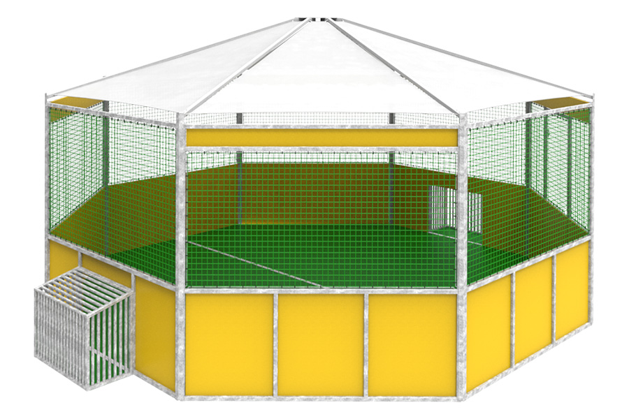 Sportanlagen Arena 8-modulig, Ballfangnetz_Sonnendach