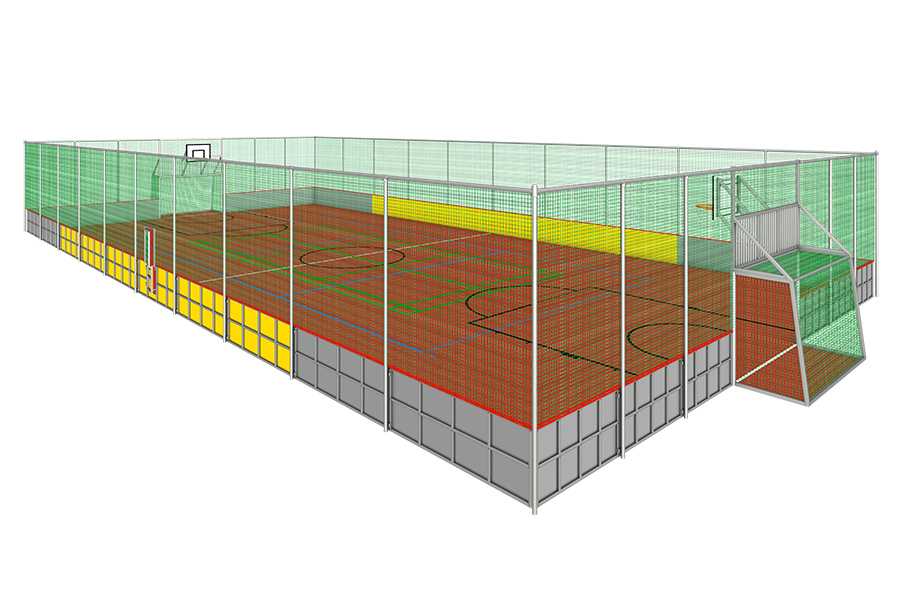 Soccerbande Box Stand. 26x13m, Var.C, Ballfang 3m