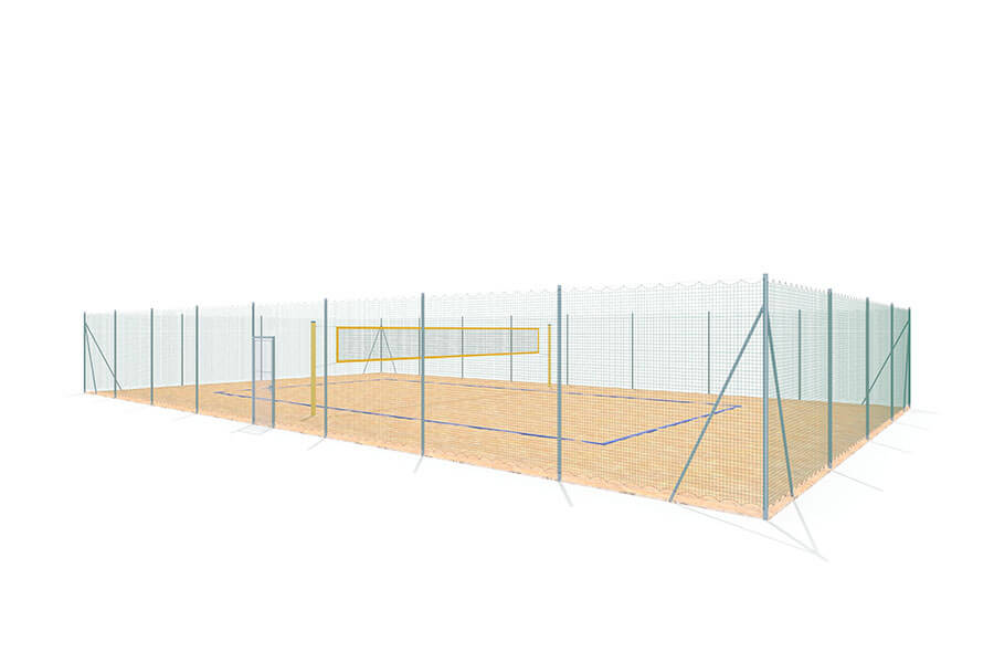 Beachvolleyball Einzäunung 24x14x3m, verz.