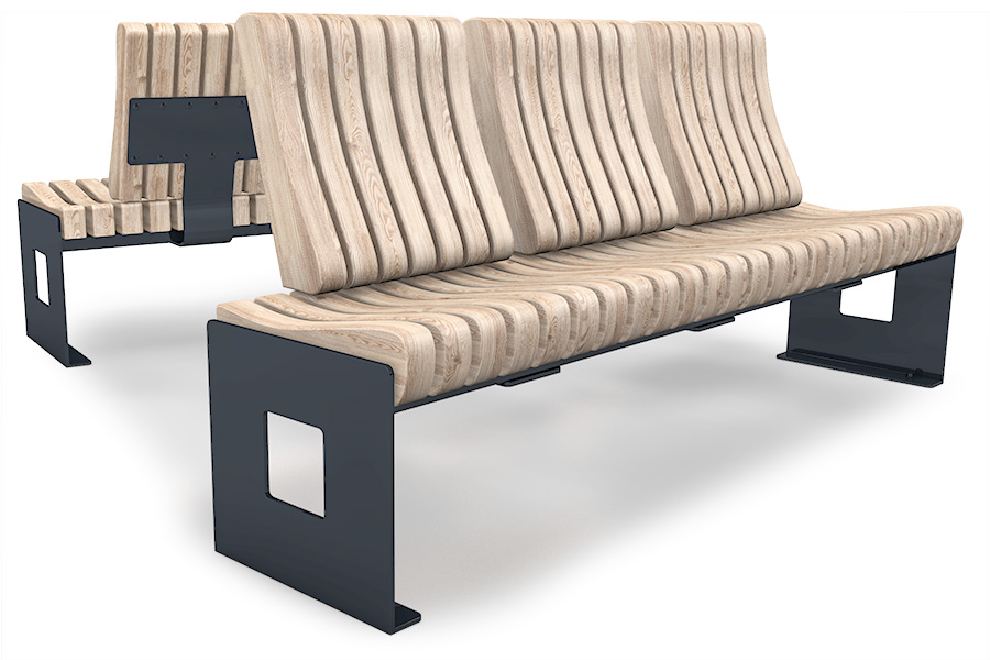 Bank Urban 10 Ergo mit Rückenlehne, 200 cm