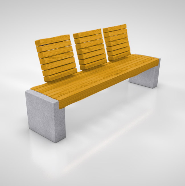 Bank Robust 6 Betonsockel, Lehne