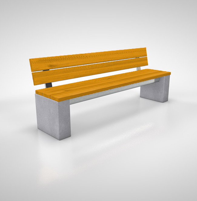 Bank Robust 5 mit Lehne und Betonsockel