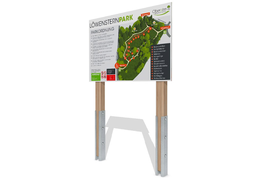 Übersichtstafel 120x80 cm, 2 Holz-Steher
