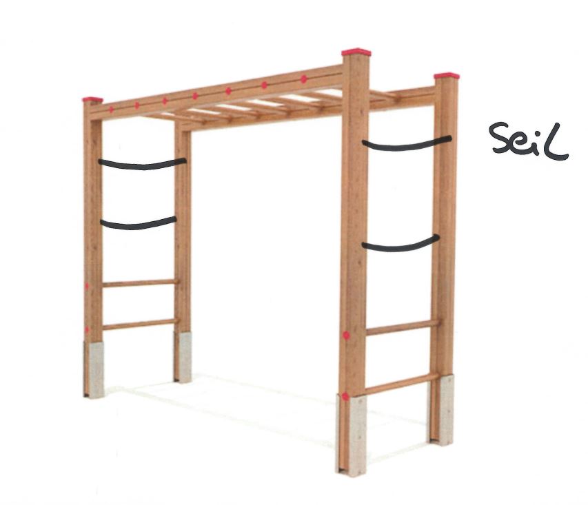 Hangelbalken mit Sprossen