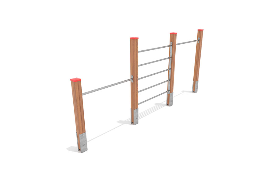 Reck 3-teilig mit Kletterleiter 230/200/150cm