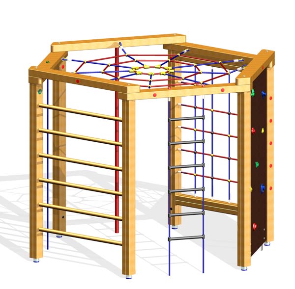 Klettersechseck mit Deckennetz, H: 221 cm