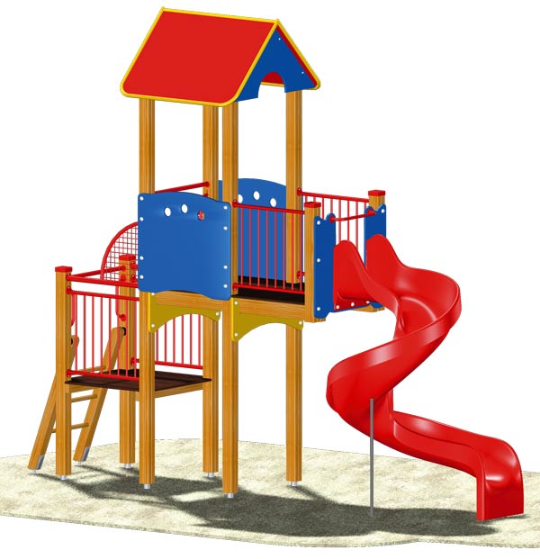 Turm Kevin mit Wendelrutsche und Satteldach