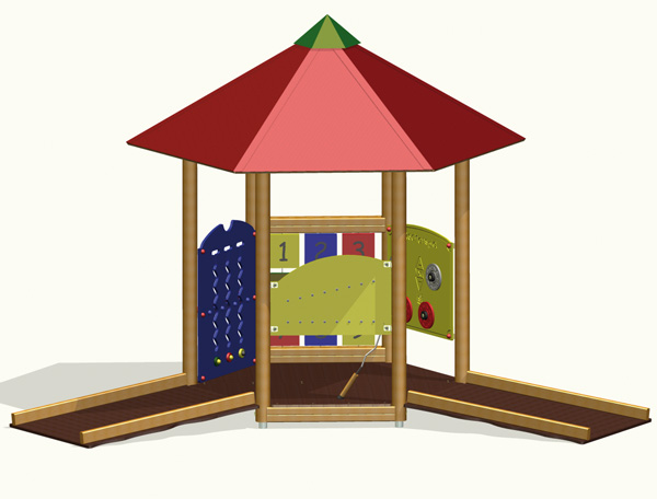 Spielhaus Sechseck Rollstuhltauglich