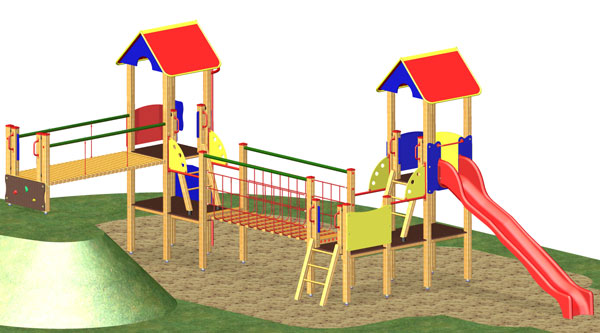 Turmanlage Großhöflein mit Netzbrücke für Hügel