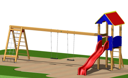 Turm Waldi 2er mit Kletterleiter und Netz