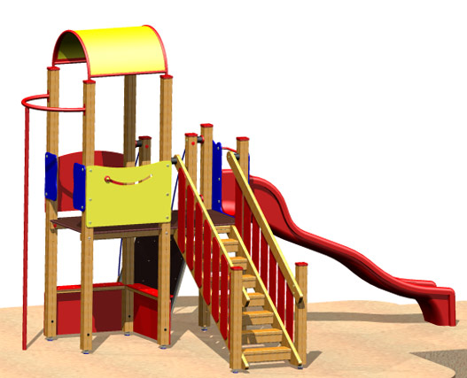 Turm Rondo Bambini 3 mit Spielhauseinbau