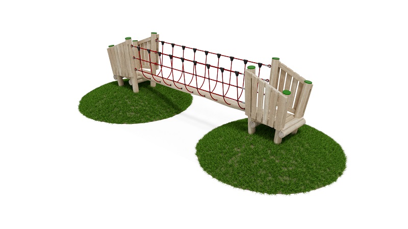 Balancierbrücke mit Netz und Podest