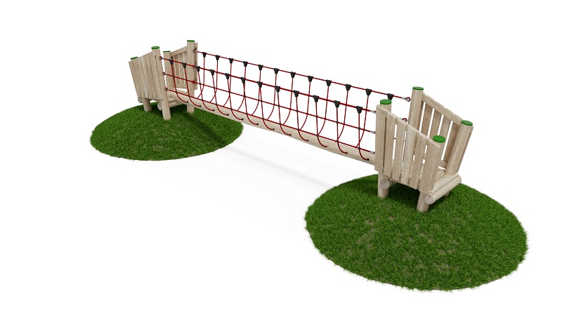 Balancierbrücke mit Netz und Podest