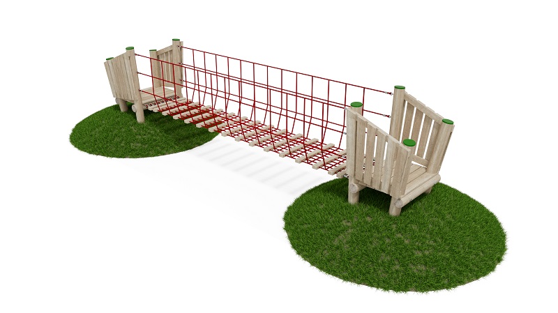 Wackelbrücke mit Netz und Podest