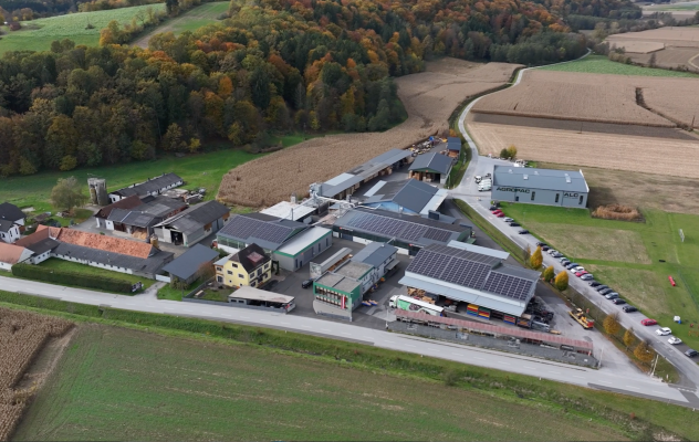 Luftaufnahme des AGROPAC-Betriebsgeländes in Breitenfeld