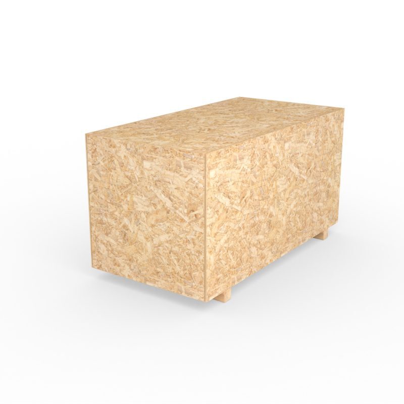 Geschlossene Transportkiste aus Holzwerkstoff