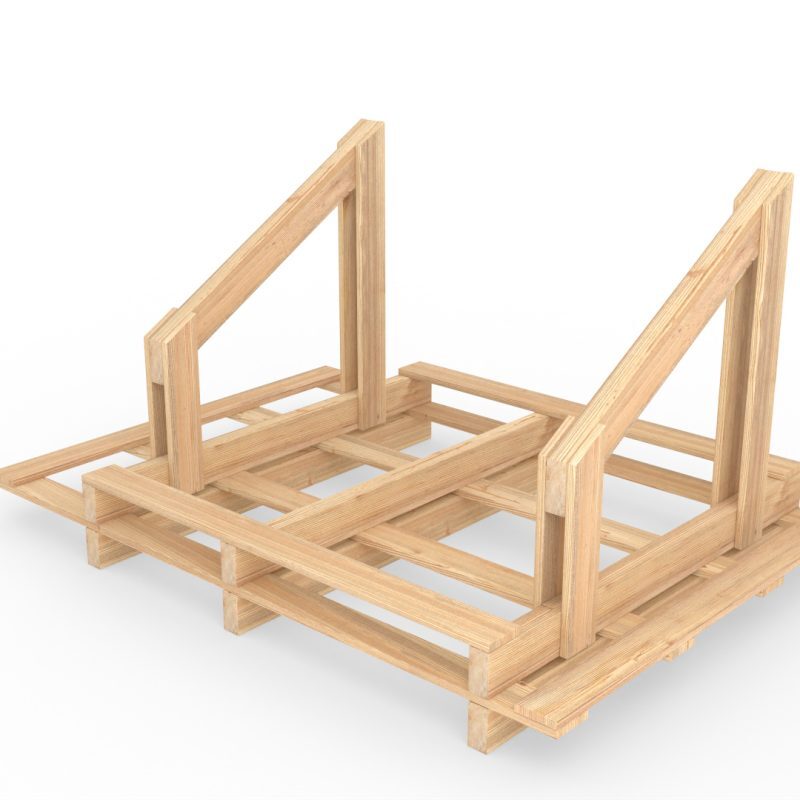 Holzpalette mit seitlichen Stützrahmen für Transportgüter