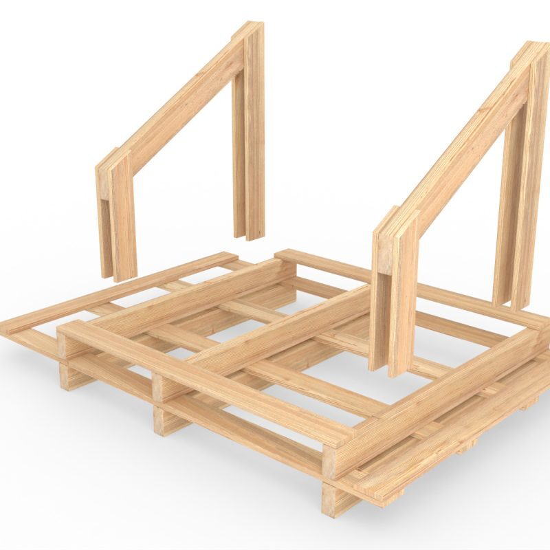 Maßgefertigte Holzpalette mit Transportgestell